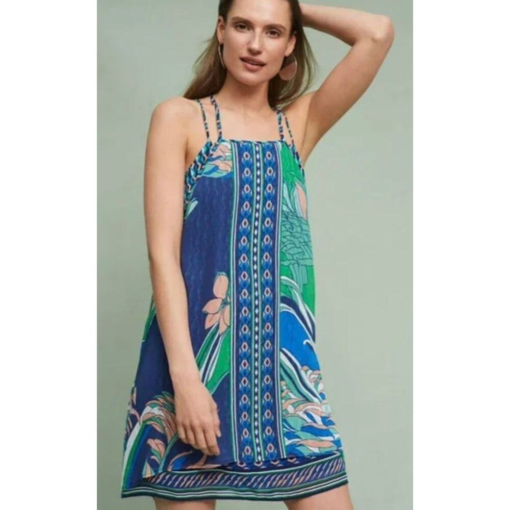 Anthropologie Maeve Layered Silk Laurel Scarf Silk Dress - Size L - Picture 8 of 9